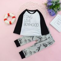 Dinosaur Fashion Kids Baby Girl Boy Clothes Letter Sweatshirt O-neck Tops Leggings Pants Autumn Winter Warm Outfit 2Pcs Set  by Hs2023