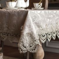 Morris8 Tablecloth Little Gray Europe Luxury Embroidered Table Dining  Cover Cloth Lace Coffee Flag Cushion Set