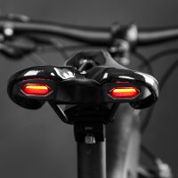 Road Bike Saddle MTB Bicycle Seat With Warning Taillight USB Charging  Mountain Cycling Racing PU Breathable Soft Seat Cushion