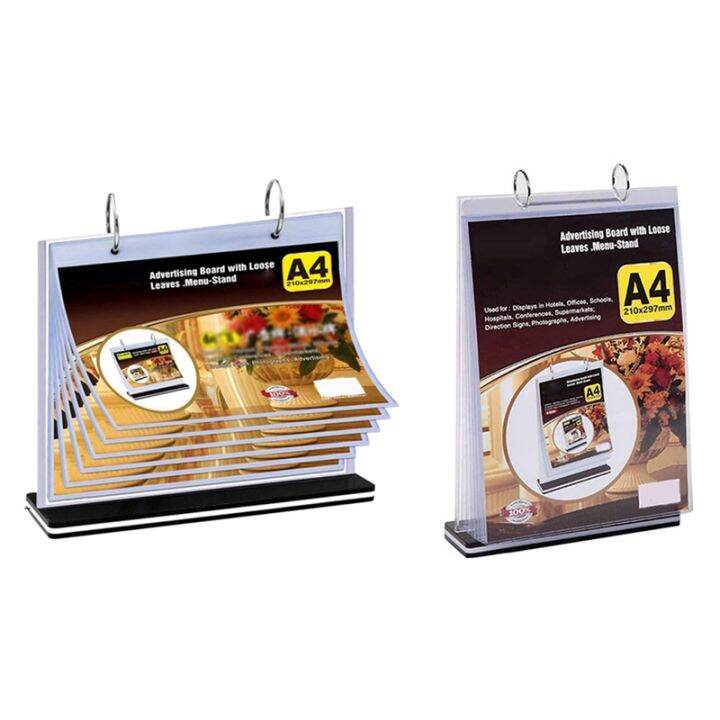2x A4 MultiPage Flip Display Card Label Display Stand Detachable Label