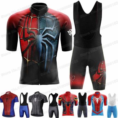 2022 Popular Spider Cycling Clothing Cartoon Anime Comics Cycling Jersey Set Summer Men Road Bike Shirts Suit Bicycle Bib Shorts