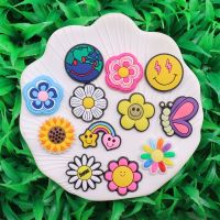 1-12Pcs PVC Colorful Flowers Butterfly Garden Sandals Shoe Charms Children Shoe Buckle Accessories Fit Croc Jibz Holiday Gift