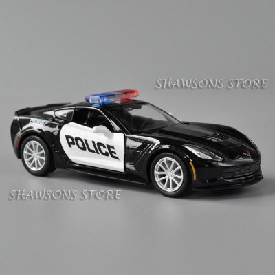 1:36 Scale Diecast Model Chevrolet Corvette Grand Sport C7 Police Patrol Wagon Pull Back Toy Car
