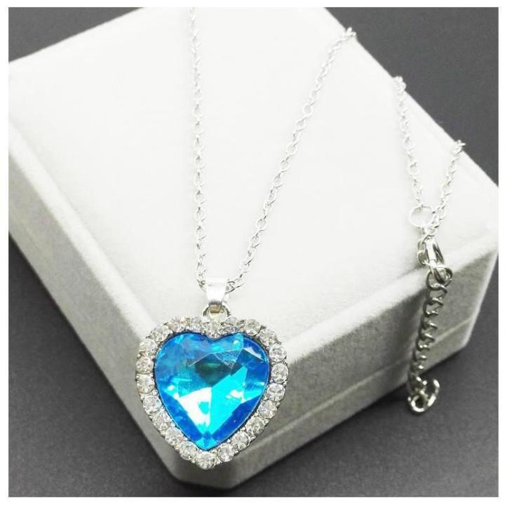 international trend】fashion necklace C008# Heart of Ocean Titanic Blue  Heart Crystal Rhinestone Diamond Necklace of Ross | Lazada PH