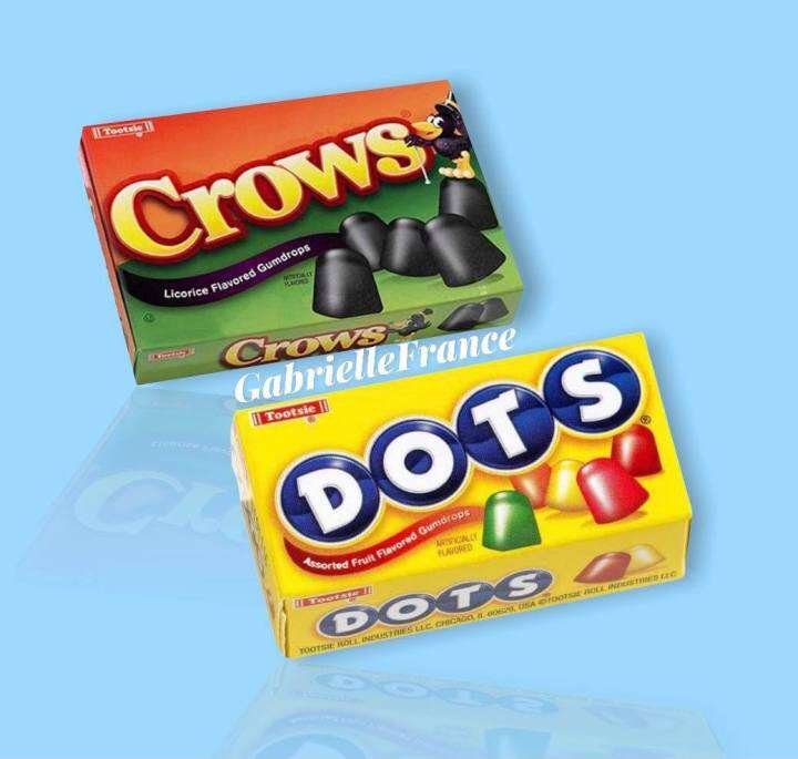Tootsie DOTS Assorted Fruit Flavored Gumdrops / CROWS Licorice Flavored