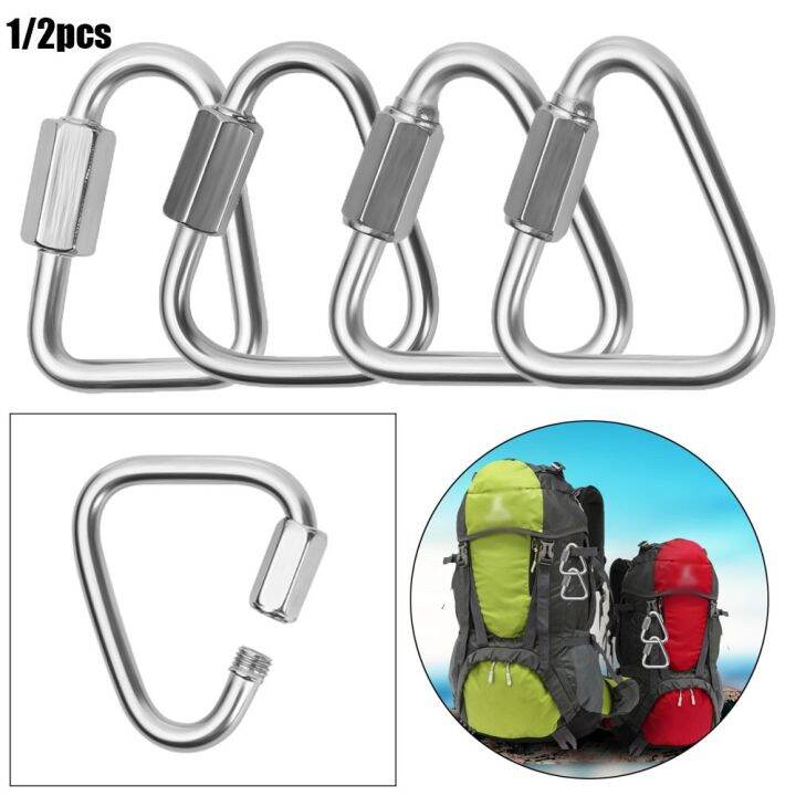 Stainless Steel Triangle Quick Link Locking Carabiner Hanging Hook Buckle  for Outdoor Camping Hiking