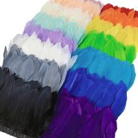 2เมตร Goose Feather Trims งานแต่งงานตกแต่ง Fringes สำหรับเสื้อผ้า Macrame Feathers DIY สี Plumes ริบบิ้นสำหรับงานฝีมือ