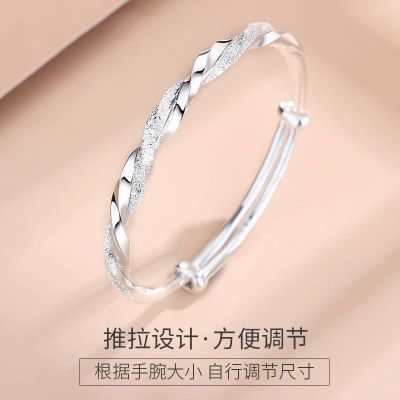 S999 sterling silver bracelet with young twist weaving fine grind arenaceous is acted the role of push-pull to send his girlfriend