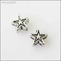 100Pcs Antiqued Silver Color Tiny Star Spacer Beads Charms 6mm