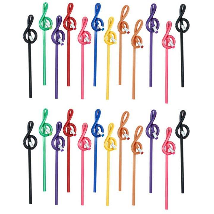 students-note-pencils-musical-note-pencils-with-eraser-colorful-music-pencils-wooden-treble-clef-bent-pencil