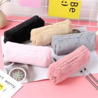 1PC Cute Solid Color Plush Pencil Case For Girls Pencil Bag Stationery Pencilcase Kawaii School Supplies