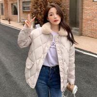 Lucyever 2022 inverno coreano grosso adicionar algodão casaco feminino casual zíper até curto gola peluda jaqueta quente para baixo algodão parkas mulher