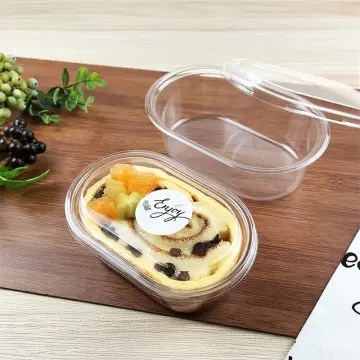 100pcs Clear Oval Dessert Acrylic Container with lid Food Grade