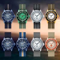 สายผ้าใบไนลอนสำหรับ Blancpain X Swatch Fifty Fathoms สายนาฬิกาข้อมือผู้ชายผู้หญิงกีฬาทอลายอุปกรณ์นาฬิกากําไล22Mm