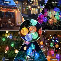 Solar String Lights,Outdoor Multicolor Crystal Globe Bulbs Waterproof Fairy Lights with 8 Lighting Modes,Decoration for Yard