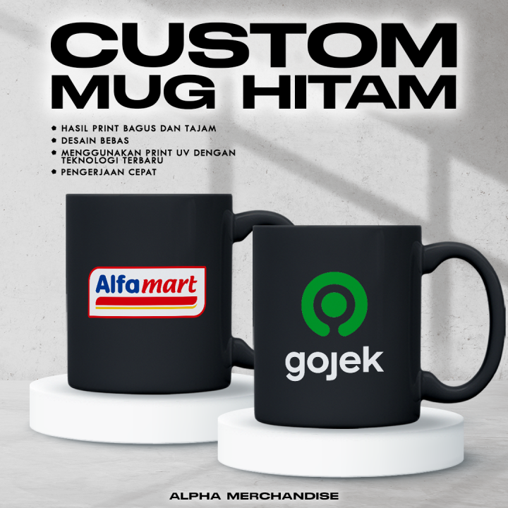 Mug Hitam Custom Uv Print Minimal 12 Pcs Lazada Indonesia