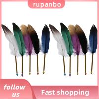 ปากกาบอลพอยท์ขนนกหลากสีสำหรับ RUPANBO039392692หมึกดำก้านชุบด้วยความประณีตปากกาสำหรับสำนักงานปากกาขนนกปากกาบอลพอยท์ลายมือชื่อของแขก