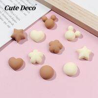 【 Cute Deco】Lovely Flower Pentagram (10 Types) Dark Coffee Flower / Creamy Peach Heart Charm Button Deco/ Cute Jibbitz Croc Shoes Diy / Charm Resin Material For DIY