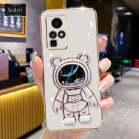 AnDyH Phone Case For Xiaomi 12/12X/12s/12 Pro/12s Pro/12 Lite 6D Straight Edge PlatingQuicksand Astronauts space Bracket Soft Luxury High Quality New Protection Design