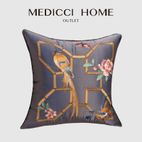 Medicci Home Modern Symbols Cushion Cover Geometry Birds Chinese Traditional Exquisite Embroidered Pillow Case Eastern Home Deco