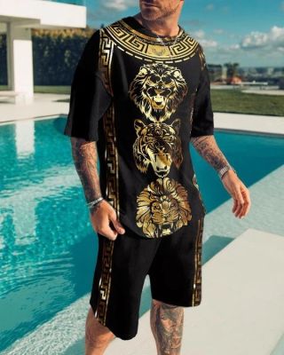 The Lion King Summer 3D Printed Mens T-shirt Shorts Set Mens Sportswear Tracksuit O Neck Short Sleeve Mens Clothing Suit
