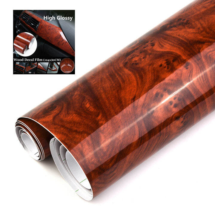 1Pcs Car Sticker High Glossy Wood Grain Car Interior DIY Vinyl Sticker