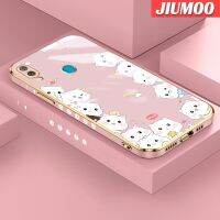 เคส JIUMOO สำหรับ Huawei Y7เคส2019ชั้นหนึ่ง2019 Y7การ์ตูนแมวน่ารักดีไซน์ใหม่แฟชั่นบางหรูหราชุบรูปแบบเคสเคสมือถือกันกระแทกคลุมทั้งหมดป้องกันเลนส์กล้องเคสนิ่ม