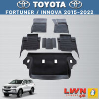 ผ้ายางปูพื้นรถเข้ารูป รุ่น Toyota Fortuner/INNOVA 2015-2022 (SUV) เข้าชุด ขอบยกสูงกันน้ำหก มีรับประกันทุกชิ้น เกรด Premium สามารถยกทำความสะอาดง่าย