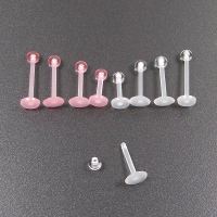 4pcs/lot 16G Pink Clear Soft Bioplastic Transparent Invisible Lip Ring Labret Tragus Ear Piercing Body Jewelry Cables