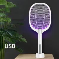 3000V Electric Mosquito Killer LED Electronic Mosquito Killer Lamp Light Rechargeable Anti Mosquito Racket Swatter Zapper Trap