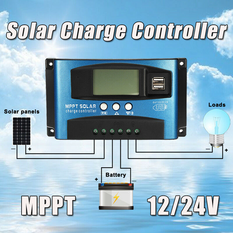100A MPPT Solar Panel Regulator Charge Controller 12/24V Auto Focus Tracking 