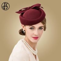 FS Women Fascinators Hats Black Vintage Wool Wedding Pillbox Tea Party Hat Fedora Felt Fedora Red For Church Ladies Derby Hat