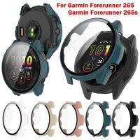 พีซีพร้อมเคสกระจกสำหรับ Garmin Forerunner 265 265S สมาร์ทวอทช์ฝาครอบปกป้องหน้าจอแบบเต็มสำหรับเคสห่อหุ้ม Forerunner265 265S