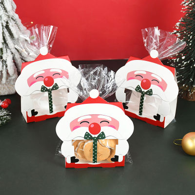 8ชิ้นถุงคุกกี้รูปซานตาคลอสกล่องลูกอมของขวัญจากอุปกรณ์บรรจุภัณฑ์ของตกแต่งงานเลี้ยงคริสมาสต์ปีใหม่