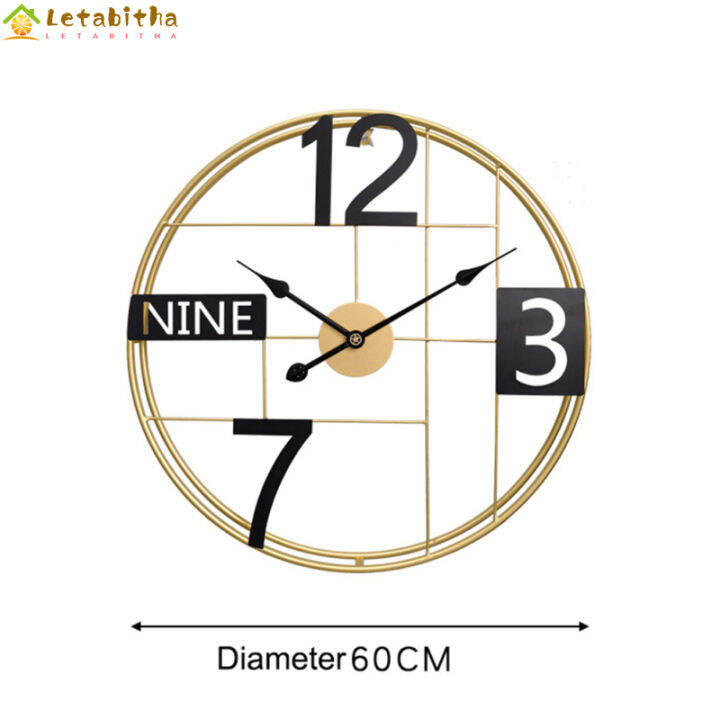 นาฬิกาติดฝาผนังขนาดใหญ่ขนาด60ซม-พร้อมนาฬิกาวินเทจย้อนยุคอุตสาหกรรมป้ายดิจิตอลสำหรับห้องบ้านห้องครัวสำนักงานห้องนอนโรงเรียน