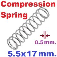 (10ชิ้น)สปริงขดแบบกด ขนาด 5.5x17 mm. Compression Spring Pressure Spring Steel สปริงกด สปริงดัน