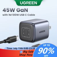 Ugreen ที่ชาร์จ 45W GaN พร้อมพอร์ต USB Type C คู่ ชาร์จเร็ว สําหรับ iPad pro iPad mini SAMSUNG S23 Ultral S22 S21 S20 iPhone 14 13 pro max