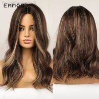 Emmor Synthetic Womens Long Wavy Wigs Brown with Blonde Wigs Natural Wavy Heat Resistant Wig for Afro Women Party Fashion Wigs [ Hot sell ] Toy Center 2