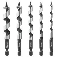 Free Shipping 5Pcs 5/6/8/10/12mm Woodworking Ship Auger Drill Bits 1/4 Hex Qucik Change Shank HCS For Soft Hard Wood Hole Saw Exterior Mirrors