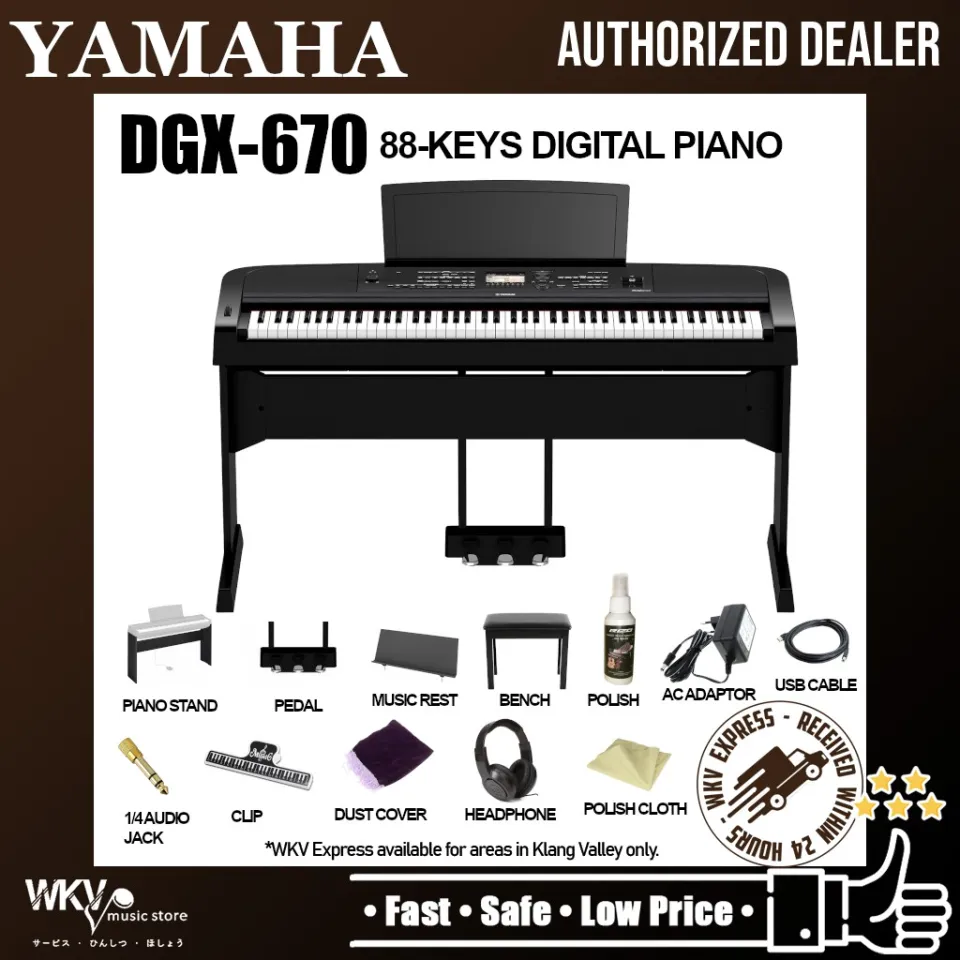 Yamaha DGX-670 Portable Digital Grand Piano Bundle with Stand