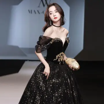 Elegant Black and Gold Evening Gown