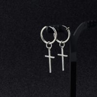 1pc Silver Cross Earrings BTS SUGA Kpop Idol Earrings Hoop for Christmas Men Boys Girl Friends