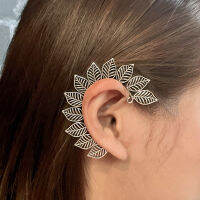 Sterling silver leaves wrap earring | Leaf ear wrap | 925 silver ear jacket | Punk ear wrap | Boo E973