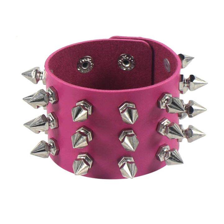 three-row-cuspidal-spikes-rivet-stud-wide-cuff-pu-leather-punk-gothic-rock-unisex-bracelet-men-jewelry-leather-bracelet