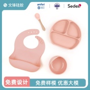 Silica gel tableware children suit baby feeding tableware consisting the