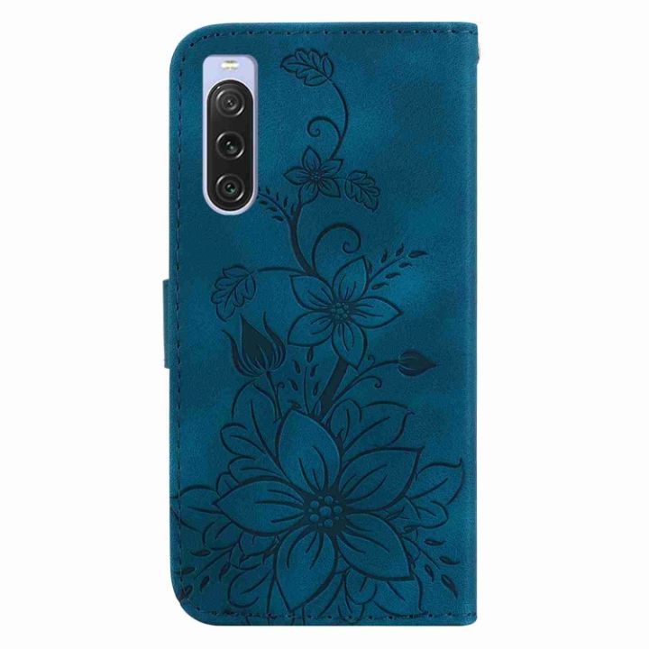 eforgalaxy-เคสโทรศัพท์หนังพิมพ์ลายลิลลี่สำหรับ-sony-xperia-5-v-sony-xperia-1-v-sony-xperia-10-v-sony-xperia-1-iv-sony-xperia-5-iii-sony-xperia-10-iii-sony-xperia-1-iii