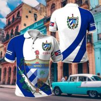 Cuba Flag &amp; Coat of Arms Customized Polo Shirts Summer Casual Streetwear Mens Fashion Loose Jersey Plus Size Sportswear