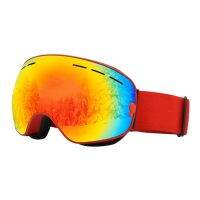 สกีมีเคส Uv400เลนส์สีเหลืองป้องกันหมอกแว่นตาสกีทรงกลมสกีชายหญิงหิมะ Gafas De Esqu