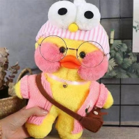 30cm Cute Cafe Duck Plush Toys Stuffed Soft Kawaii Kids Duck Doll Animal Pillow Cartoon Birthday Gift for Girls Children