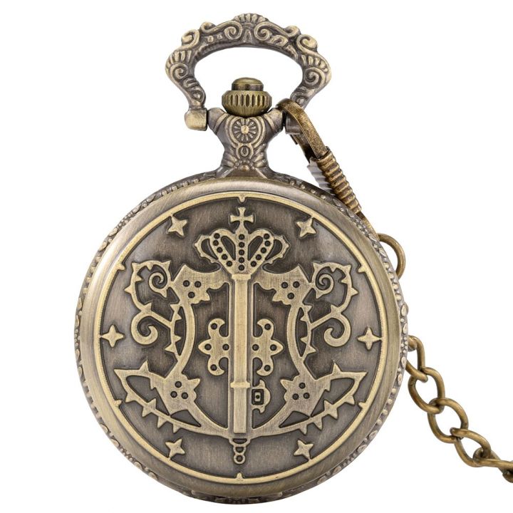 นาฬิกานาฬิกาสร้อยคอวินเทจทองเหลืองธีมการ์ตูน-black-butler-ญี่ปุ่นควอทซ์บอยนาฬิกาเลขโรมันจี้ทนทานของขวัญให้เพื่อนที่สุด